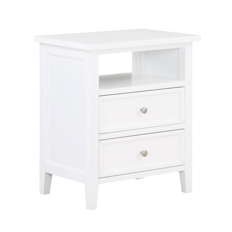 Weston White 2 Drawer Nightstand, White