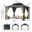 Pavillon de jardin d'extérieur à toit rigide en aluminium avec structure en aluminium, filet et rideaux-129770729-129770728