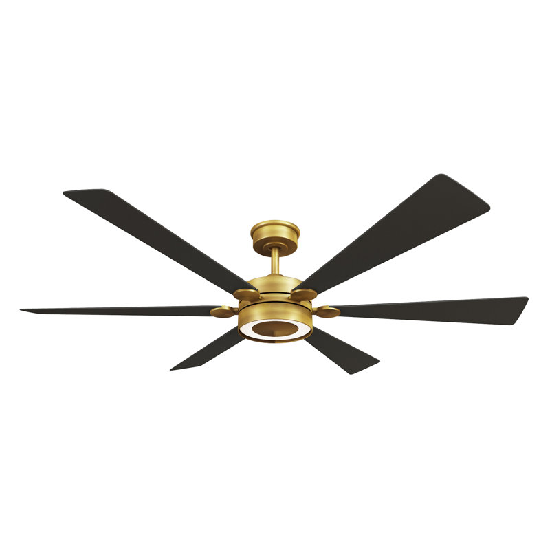 Brenix 60" 5CCT LED Smart Ceiling Fan, Coal, Brass