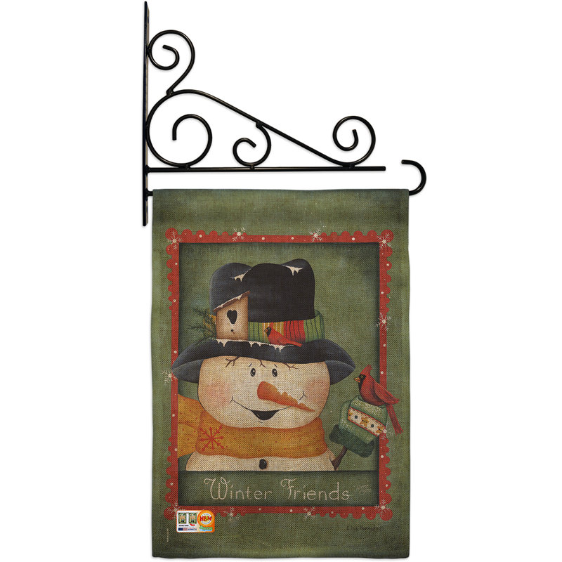 Coussin décoratif en polyester à 2 faces 19 x 13 po Winter Friends Drapeau de jardin