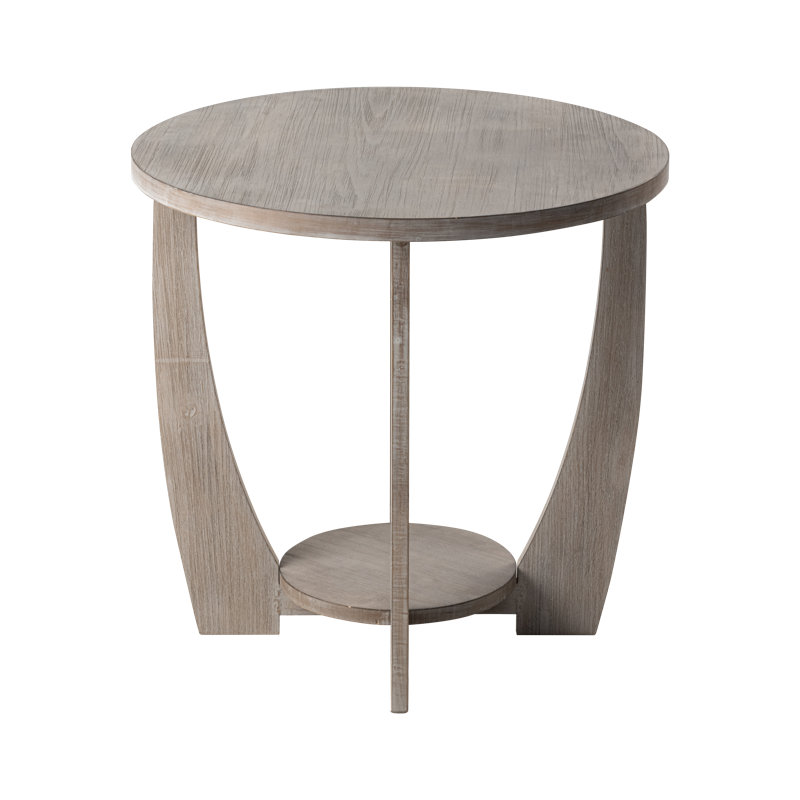 Arch Farmhouse End Table with Storage Shelf, French Country Accent Side Table, Grey Top/Grey Base