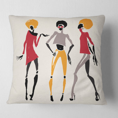 Housse de coussin carré et inserts femmes afro-américaines Silhouettes I