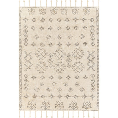 Vannie Moroccan Handmade Cotton Ivory/Gray Area Rug