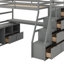 Lit mezzanine simple avec tiroirs, tablettes et bureau-1154361501