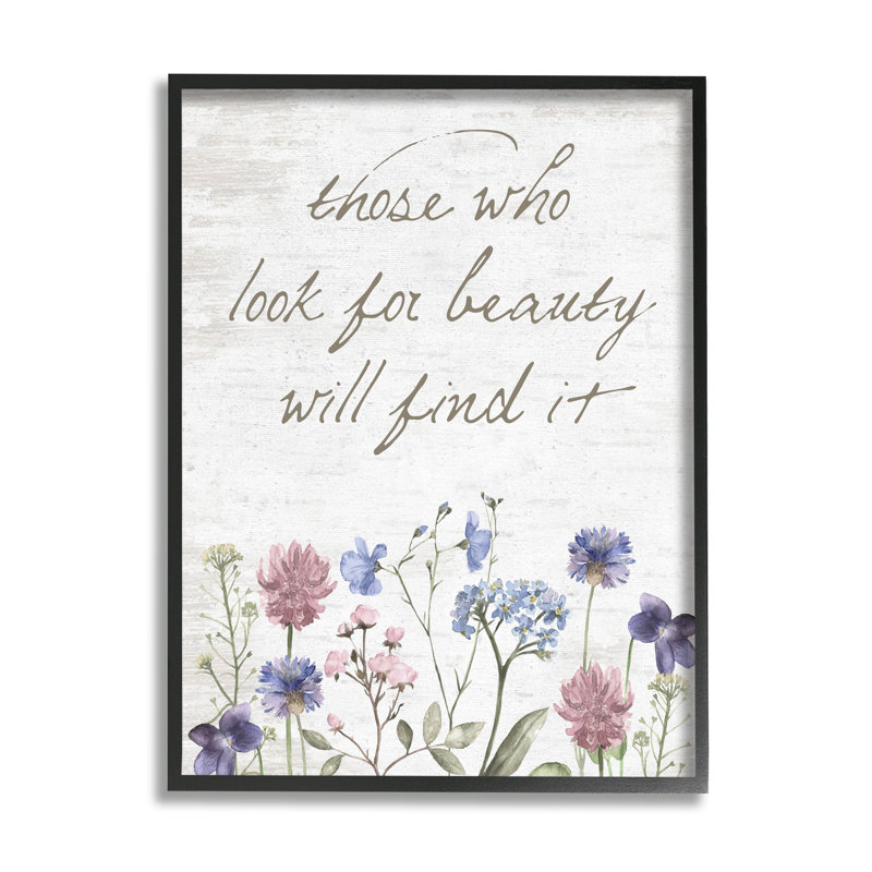 Look for Calligraphie de fleurs inspirantes, Giclée encadrée noir minuit, H 14 po x l 11 po x P 1,5 po