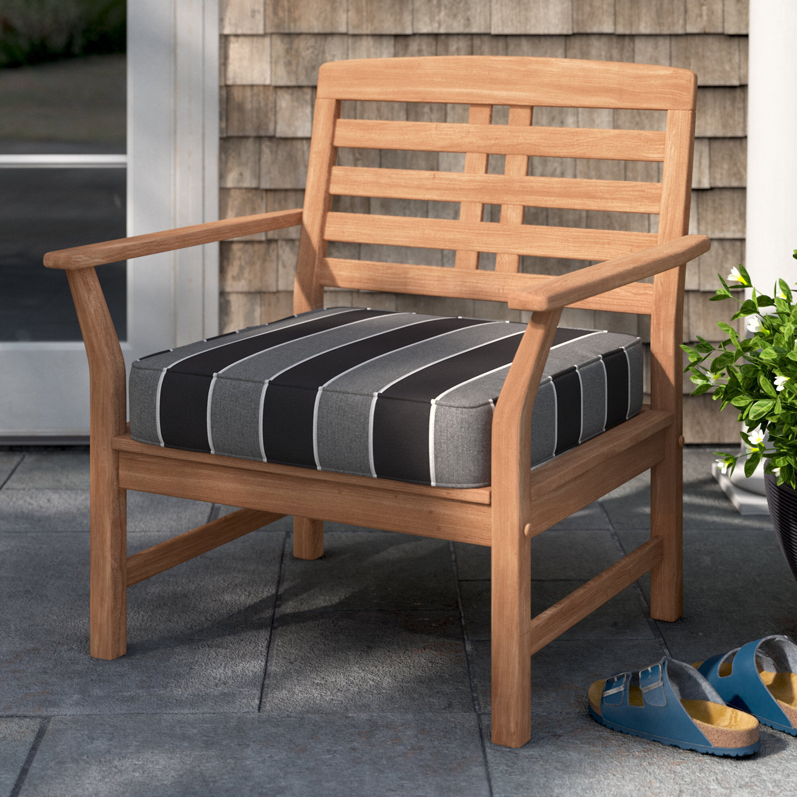 Indoor/Outdoor Sunbrella Dining Chair Cushion, 25" W x 25" D