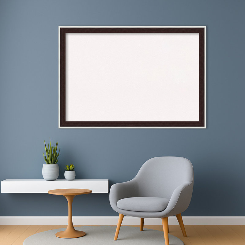 Maya espresso avec cadre argenté, tableau blanc en liège, tableau d'organisation, tableau d'affichage, Blanc