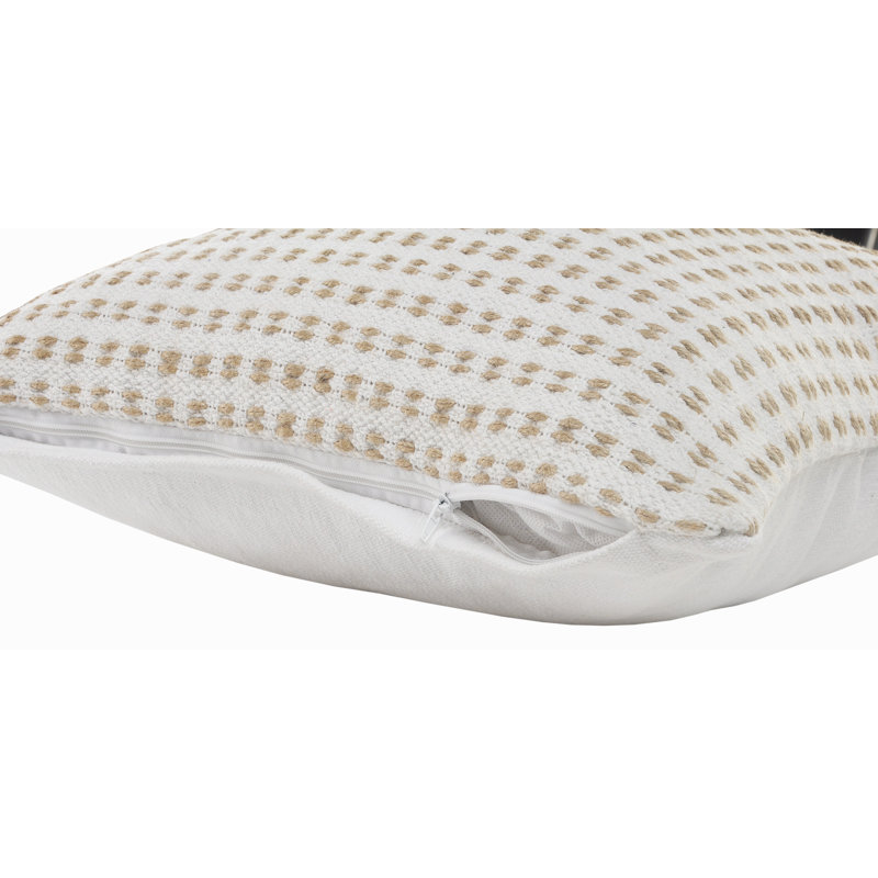 Ivory and Tan Jute Interwoven 20" Square Throw Pillow