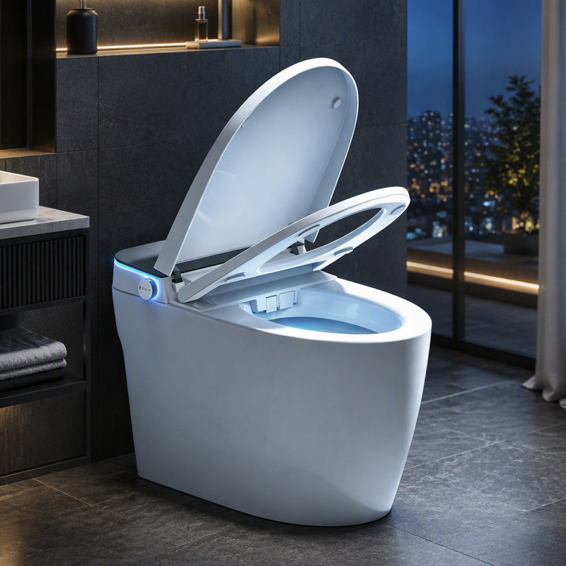 Toilette intelligente avec siège de bidet chauffant, fermeture automatique, sécheuse et eau chaude