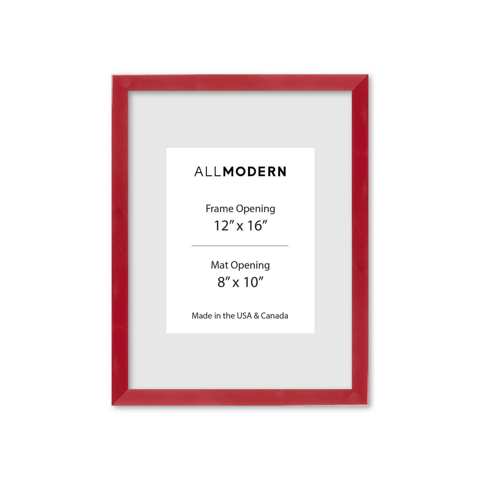 Willin Solid Wood Picture Frame with Mat, 11" W x 14" H, Red