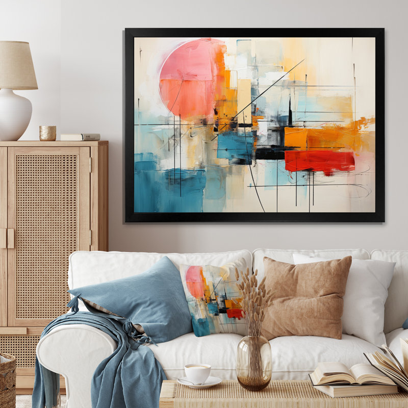 Abstract Chromatics II - Abstract Collages, art mural, Cadre simple noir, H 12 po x l 20 po x P 1 po