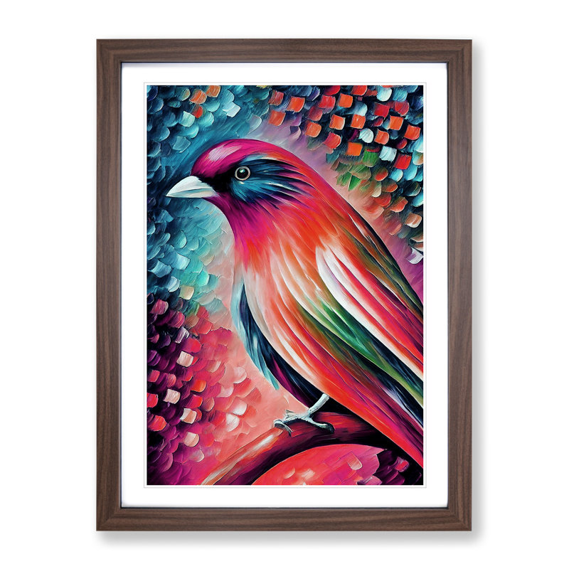 Beautiful Bird No.3 - Single Picture Frame Print, 46cm H x 34cm W x 2cm D, Walnut Framed