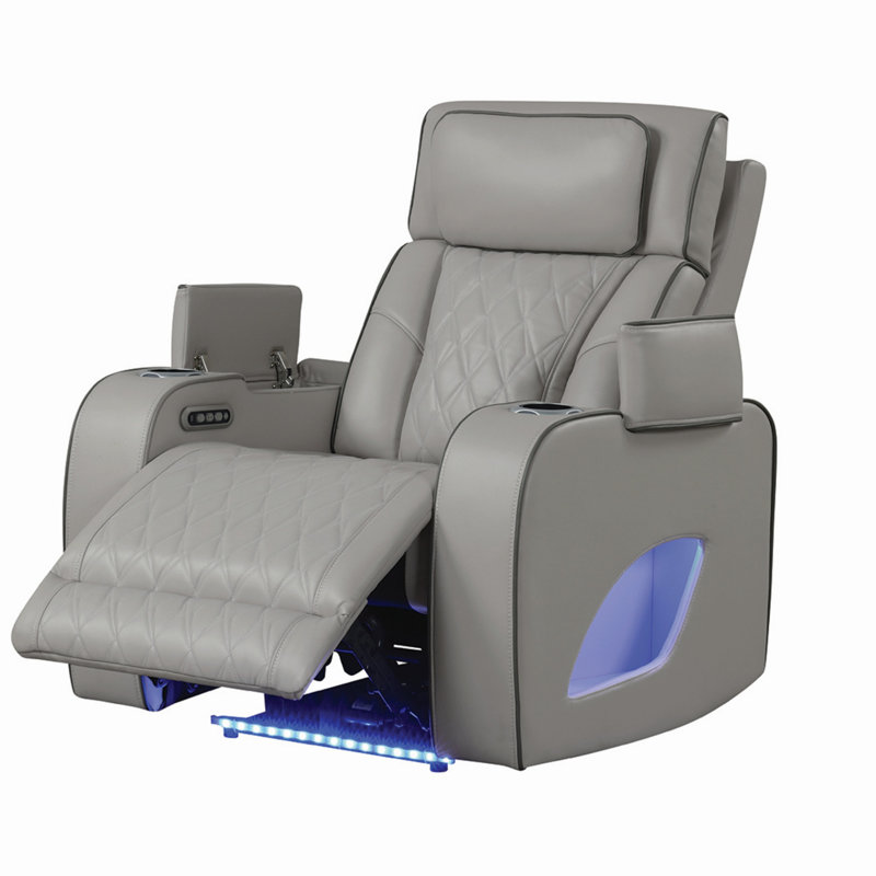 Fauteuil inclinable de style moderne Fortuner en bois et fonction de massage incluse - gris