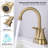 2-Handle 4-Inch Brushed Gold Bathroom Faucet, Bathroom Vanity Sink Faucets With Pop-Up Drain And Supply Hoses-125231393