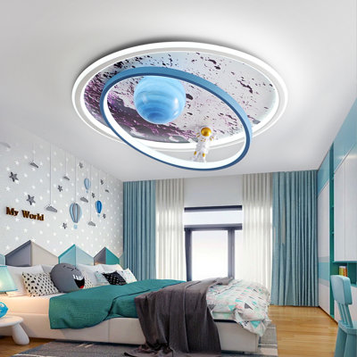 Flush Mount Lighting LED Modern Design Astronaut Ceiling Light Dimmable With Remote Control