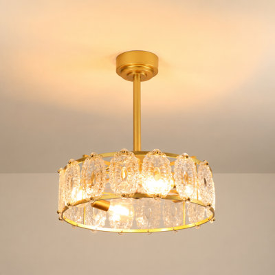Ventilateur de plafond 22 po Fandelier Modern 22 po avec lumière, 16 lumières en verre transparent E26