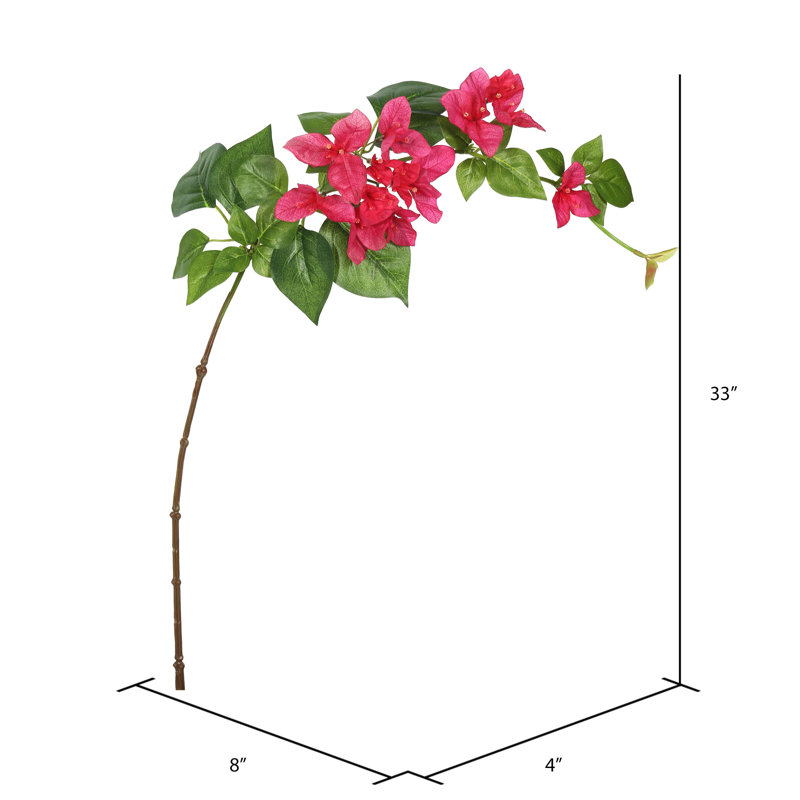 33" Single Bougainvillea Artificial floral Stem, Fushia