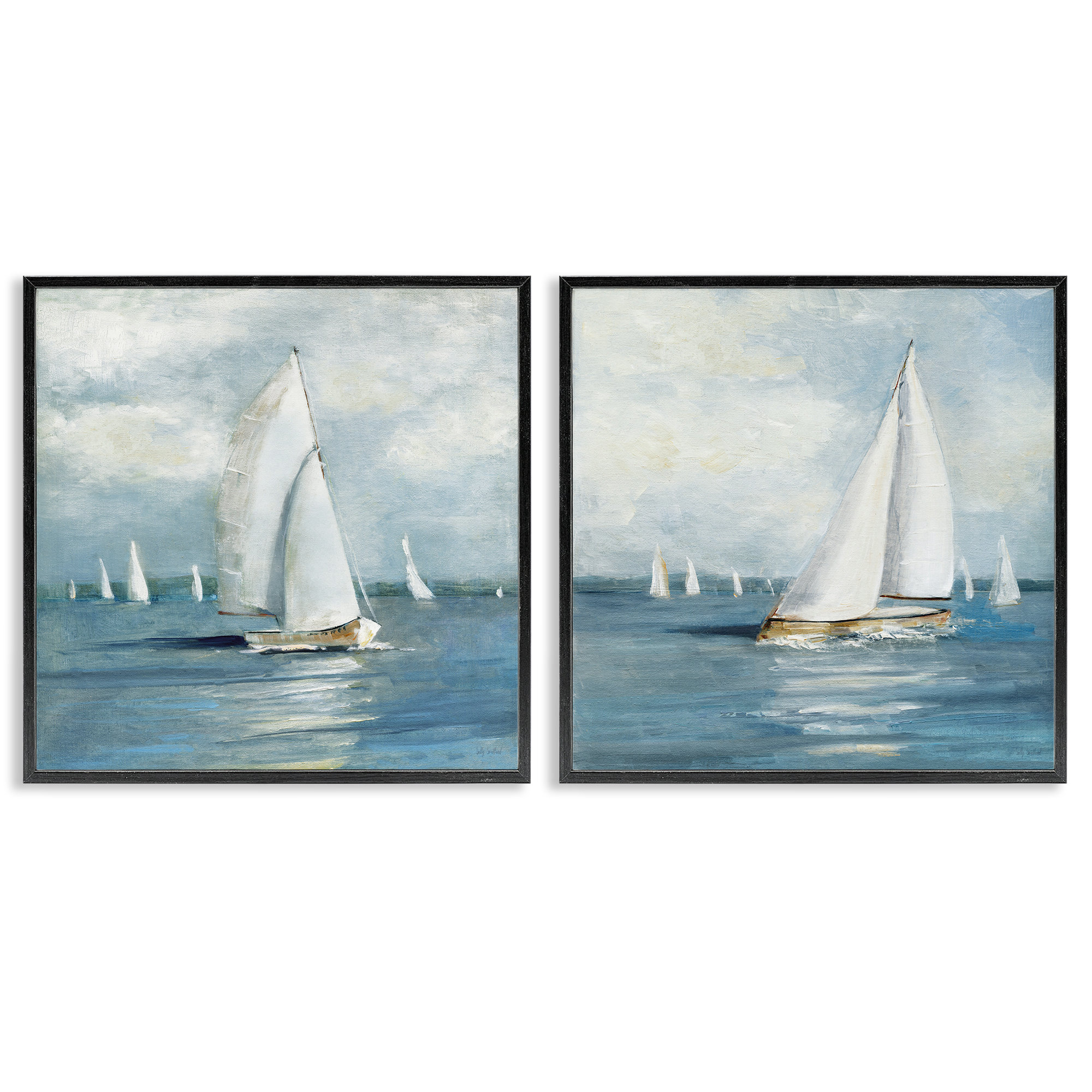 Stupell Industries Sailboat Fleet Vessels 2 Piece Framed Giclee Art Set ...
