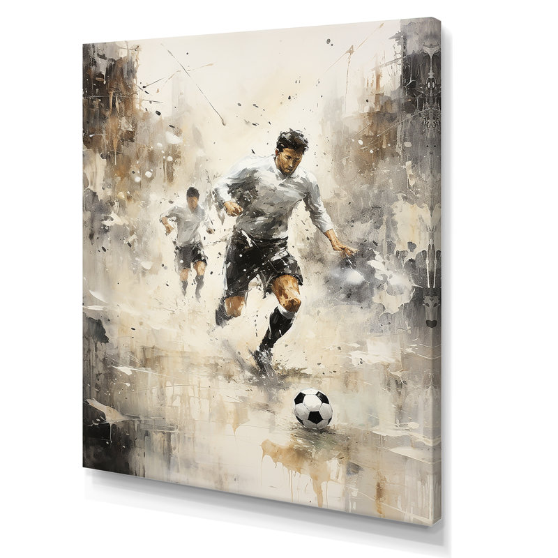 Rendez-vous de soccer gris minimaliste I, Toile tendue, H 40 po x l 30 po x P 1,5 po
