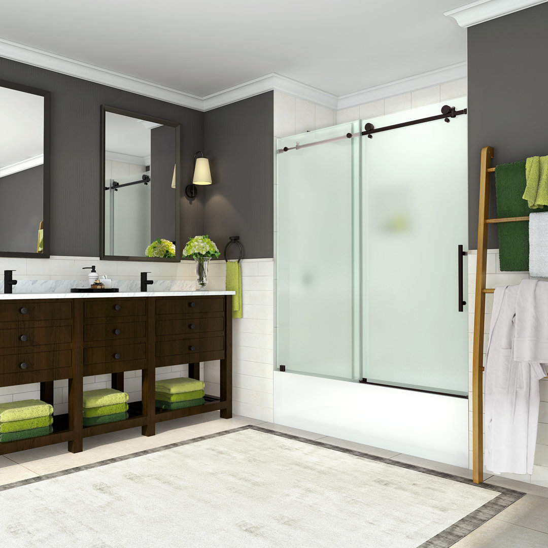 Coraline 56" - 60" x 60" Single Sliding Frameless Tub Door Aston Glass 