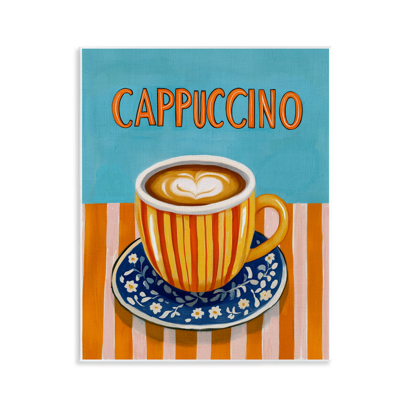 Plaque murale cappuccino à rayures bleues et orange, design par Yen