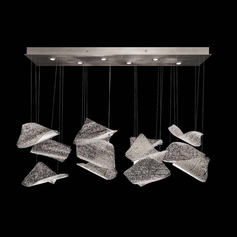 Luminaire suspendu rectangulaire 50 "Elevate, Argent, Pages gelées