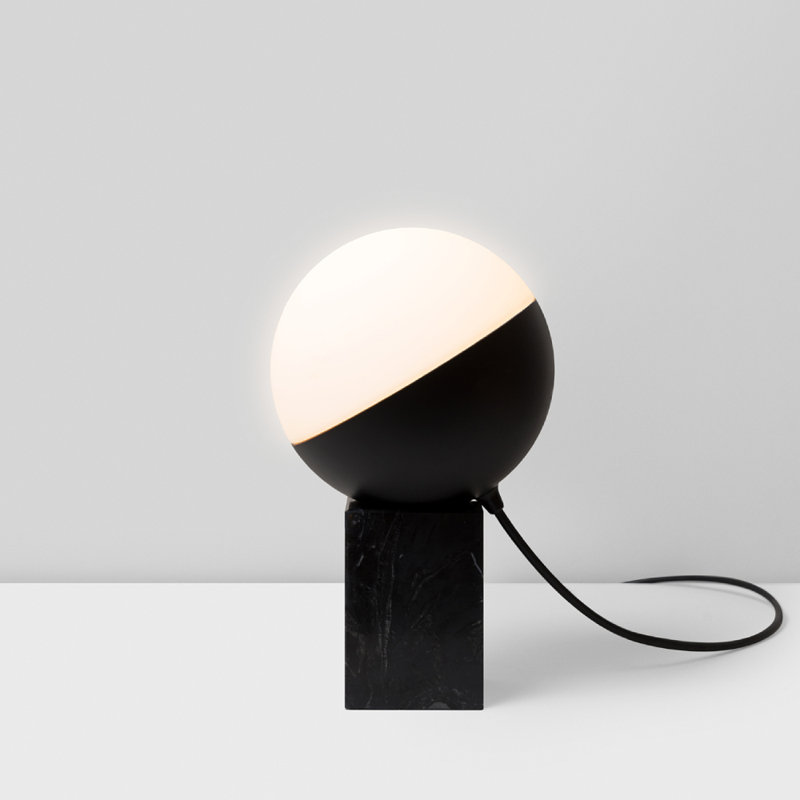 Half Globe Table Lamp, Black, Matte Black, 10.625" H x 6.3125" W x 6.3125" D