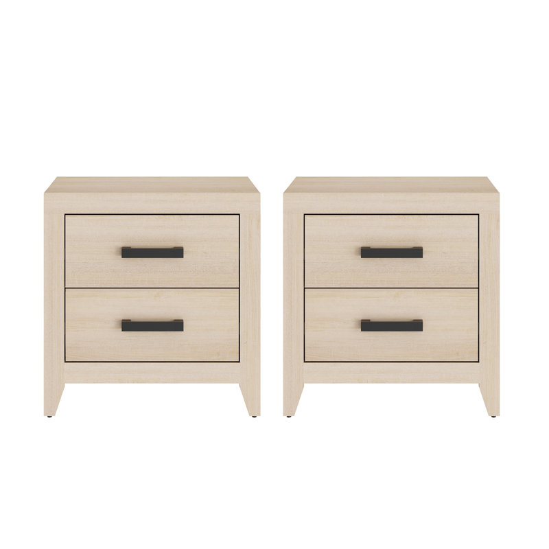 Modern Rustic Nighstand Set Of 2, Beige