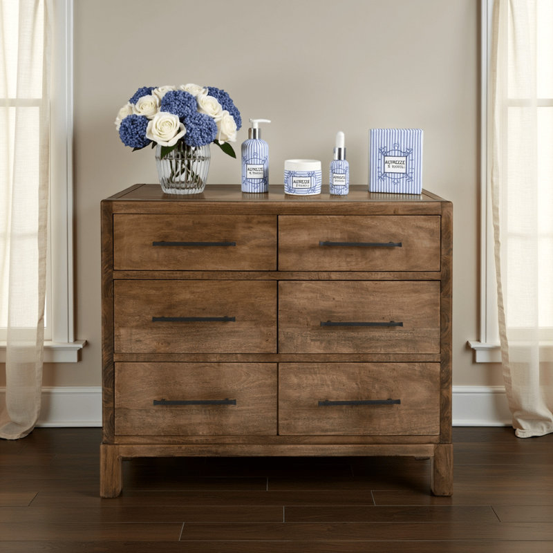 Commode 6 tiroirs Terry, Noyer brun