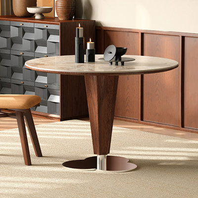 Walnut Round Sintered Stone Dining table
