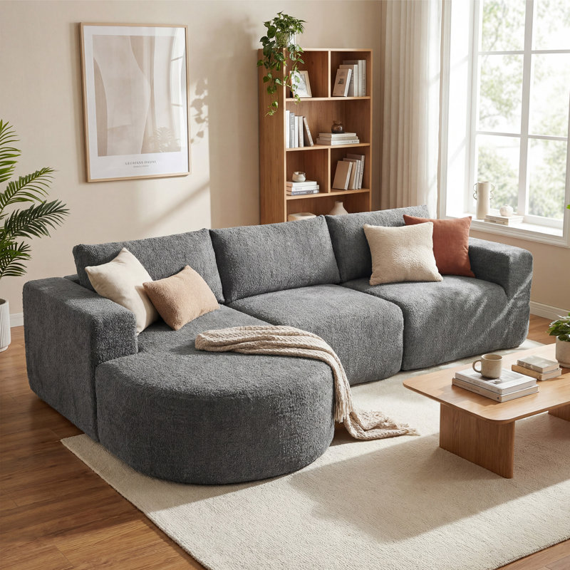 Canapé modulaire modulaire avec méridienne en forme de L gris foncé