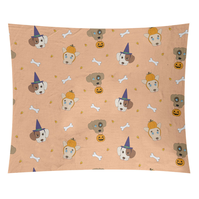 Tapisserie de noël halloween en polyester fêtes, H 88 po x l 104 po, Velours cerise
