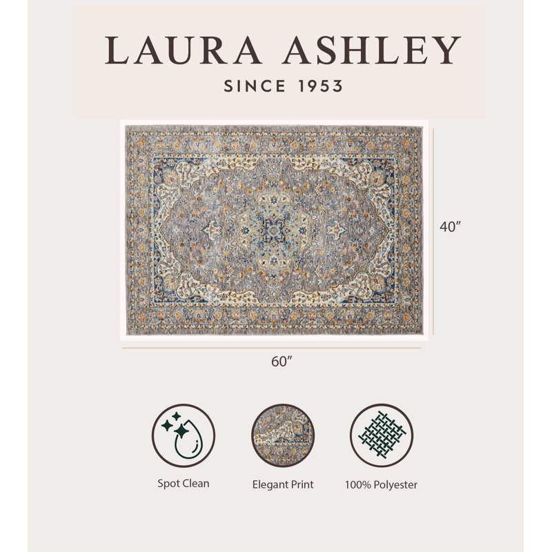 Tapis en chenille turque mystique Laura Ashley, Rectangle 3 pi 4 po x 5 pi