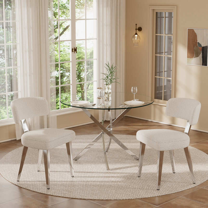 Ensemble de salle à manger à piédestal, Blanc, H 29,5 po x L 36 po x l 36 po, 3