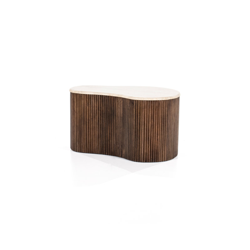 Mari Stone Top Coffee Table, 15" H x 28" L x 19" W