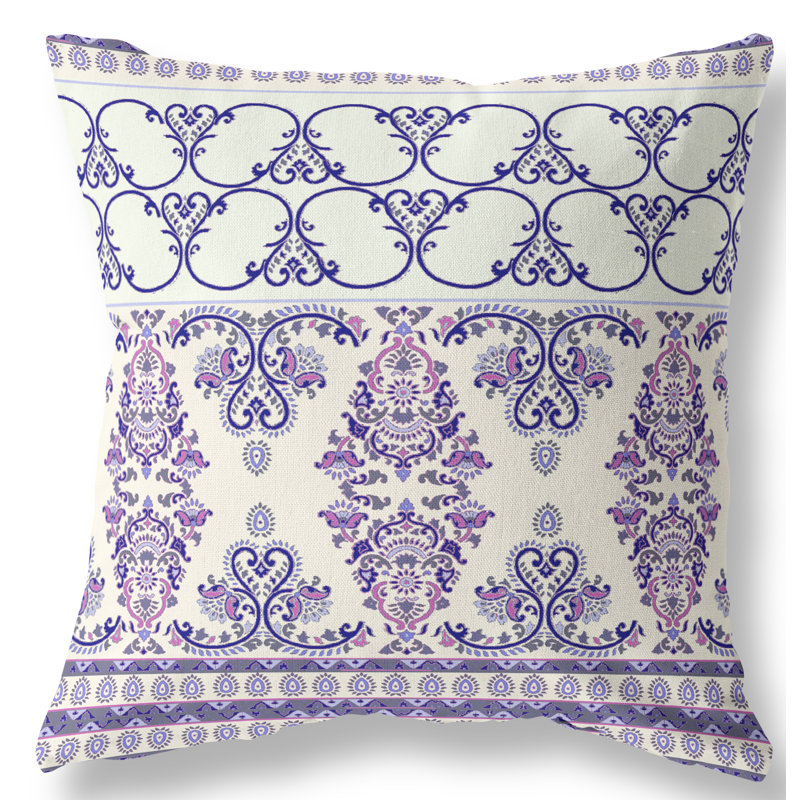 Housse et insert de coussin carré Stevensville, 20 po x 20 po, Blanc cassé / bleu marine