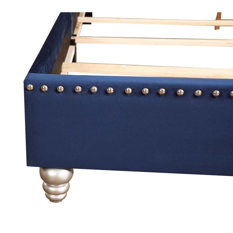 Kailyn Upholstered Sleigh Bed, Full, Cobalt Blue