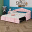 Lit de jour simple rembourré avec couchette escamotable, cadre en velours avec ports USB et 2 poches latérales-968937509