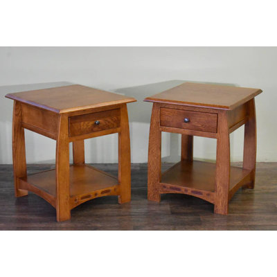 Table de bout en bois massif avec rangement Hardester