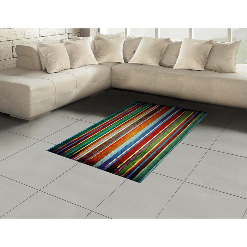 Stripes High Density Long Fiber Poly Threads Decorative Area Rug Carpet, Rectangle 4' x 5'8"
