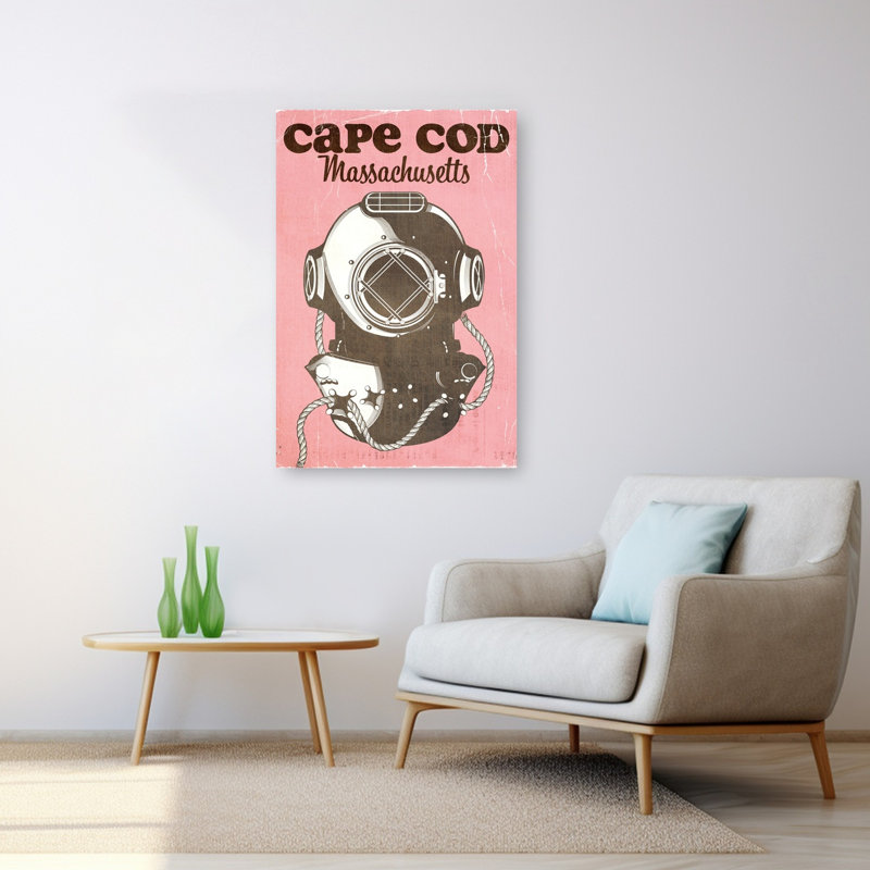 Affiche murale vintage de plongée sous-marine Cape Cod, style industriel rétro, bord de mer, H 48 po x l 32 po