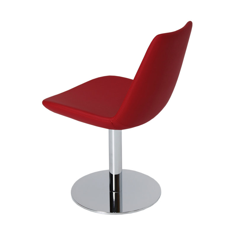 Eiffel 17'' H Faux Leather Upholstered Metal Side Chair, Red Leatherette-PPM, Chrome
