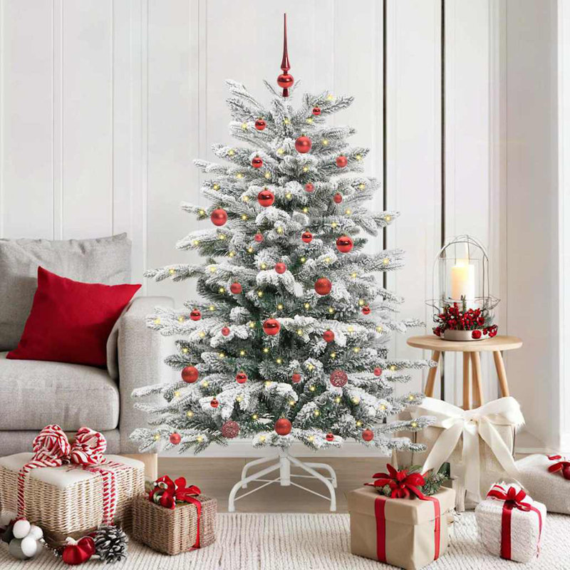 Artificial Hinged Christmas Tree White PE and PVC, 4.92 ft