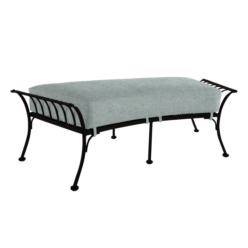 Monterra Rectangle Outdoor Ottoman Patio Ottoman, Chinchilla White, Carbon Black