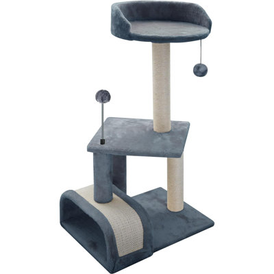 Cat Tree With Scratching Pad And Perch, Grey