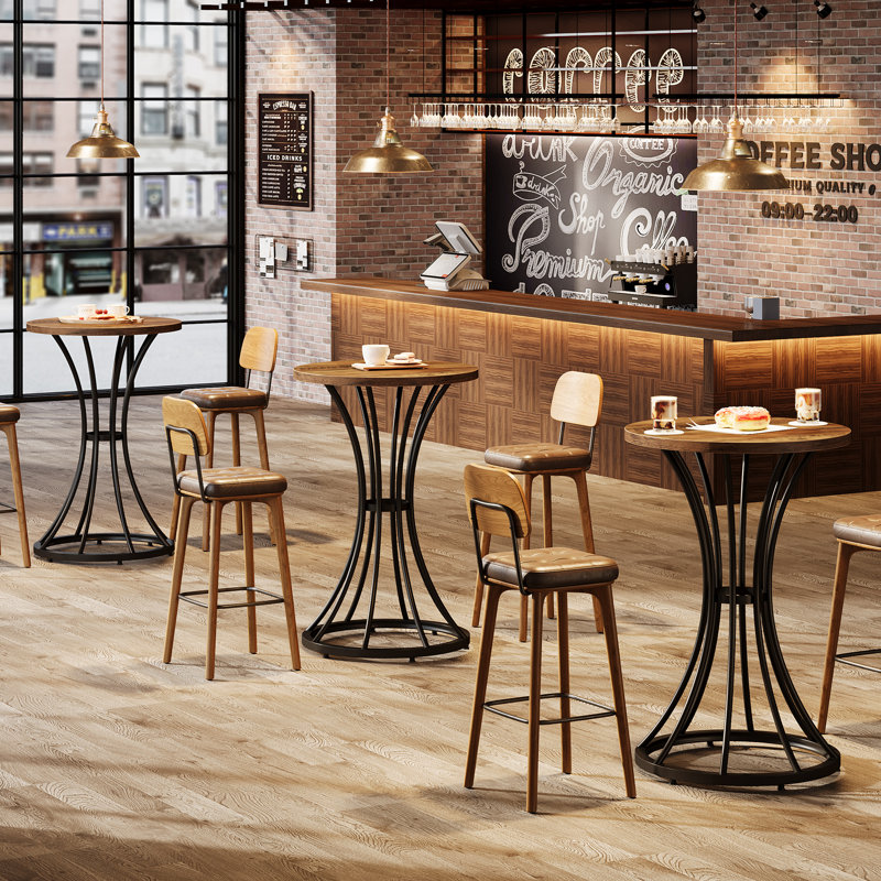 Round Metal Base Dining Table, 1