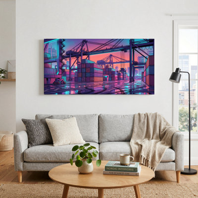 Ensemble de 1 tableau sur toile Neon Port