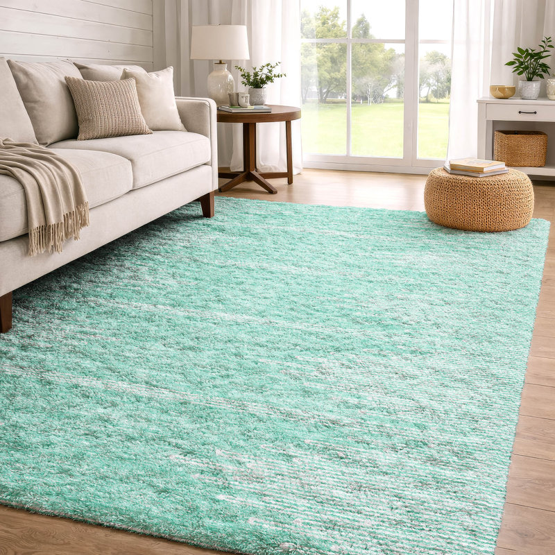Tapis à poil long de qualité supérieure lavable à la machine ADS647, Teal, 5' x 7'6"