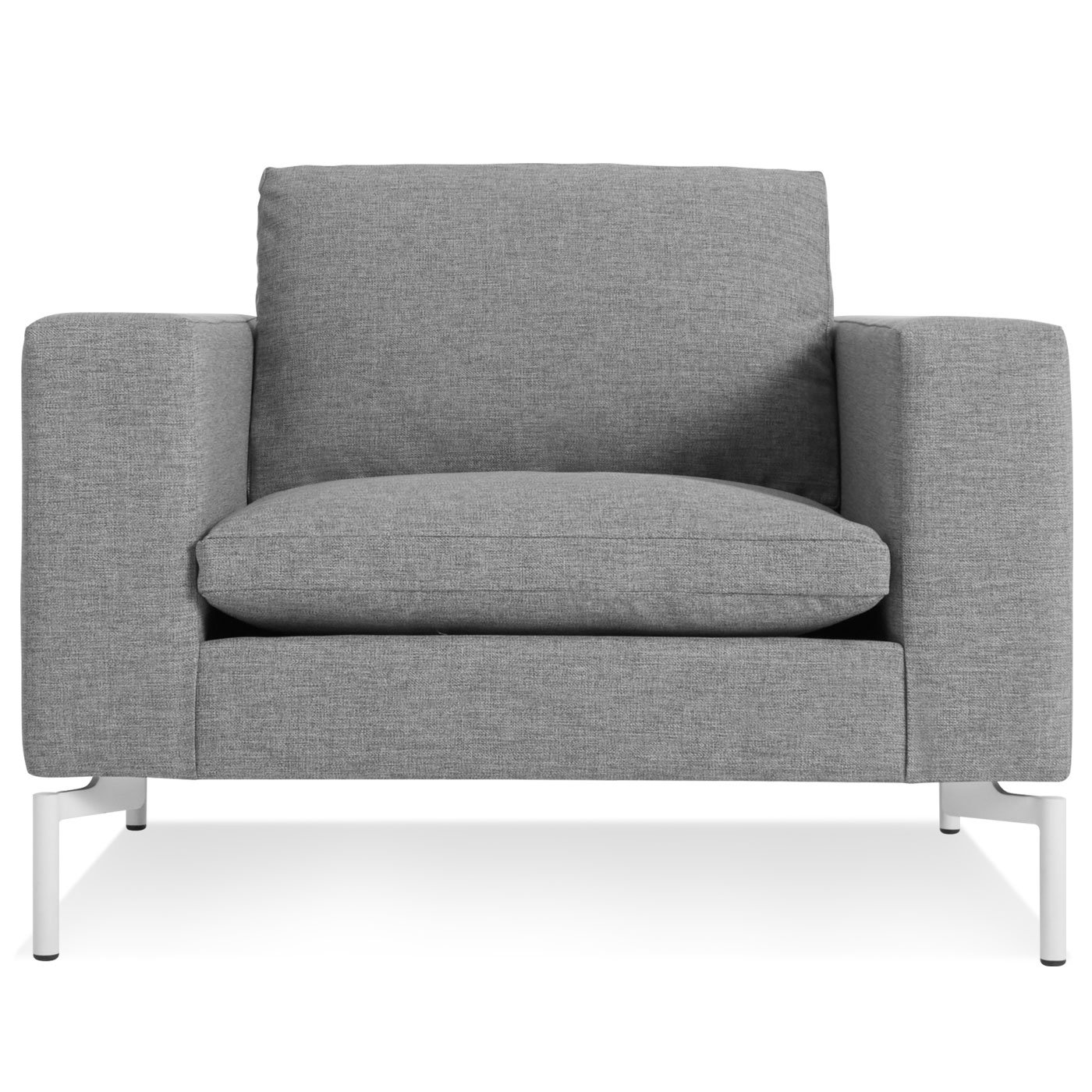 New Standard Upholstered Armchair, White, Maharam Mode in Clavicle Polyester Blend