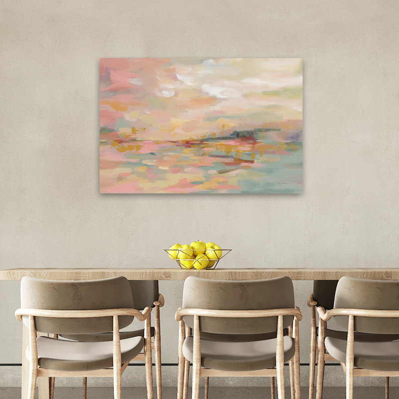 Waves - Abstract Beige Cream Green, 36" H x 24" W